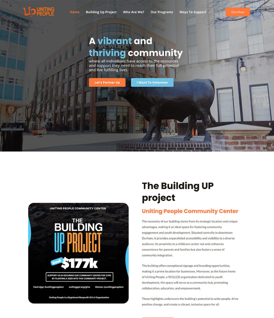 Our work Uniting People Nonprofit Website Design and Development.