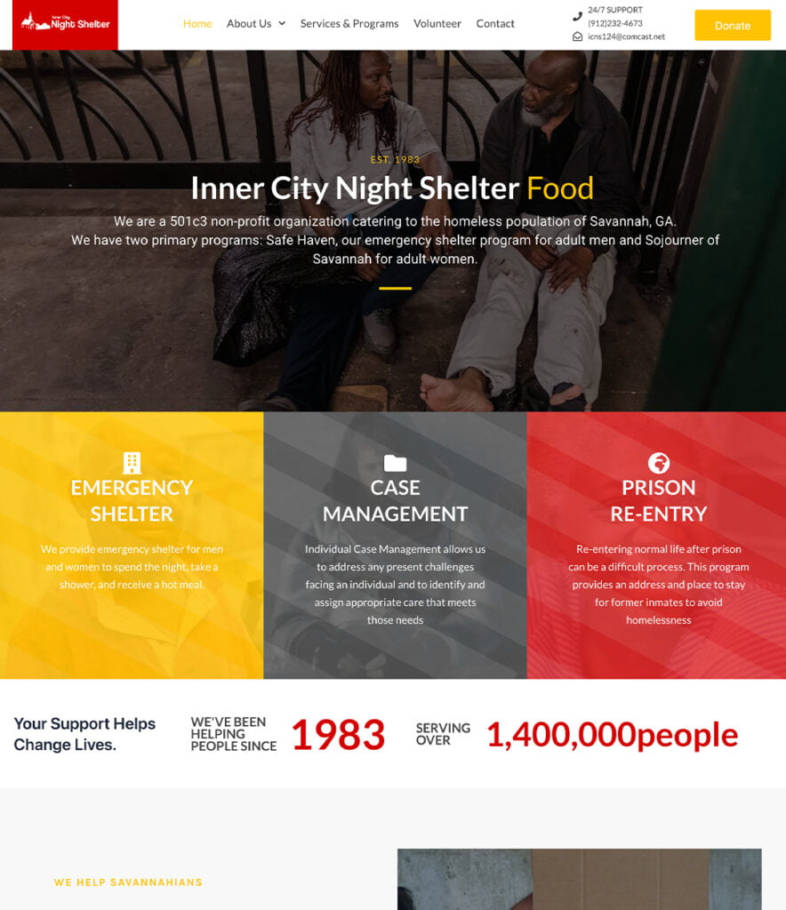 Our Work Website Design for Inner City Night Shelter