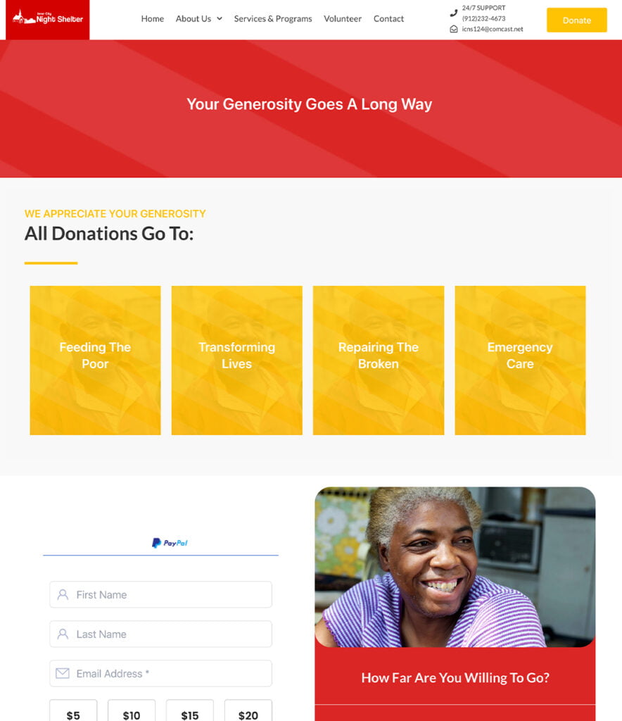 Our Work Website Design for Inner City Night Shelter