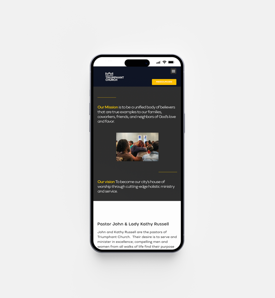 Mobile optimized giving interface for Triumphant Church designed for secure and easy tithes and offerings