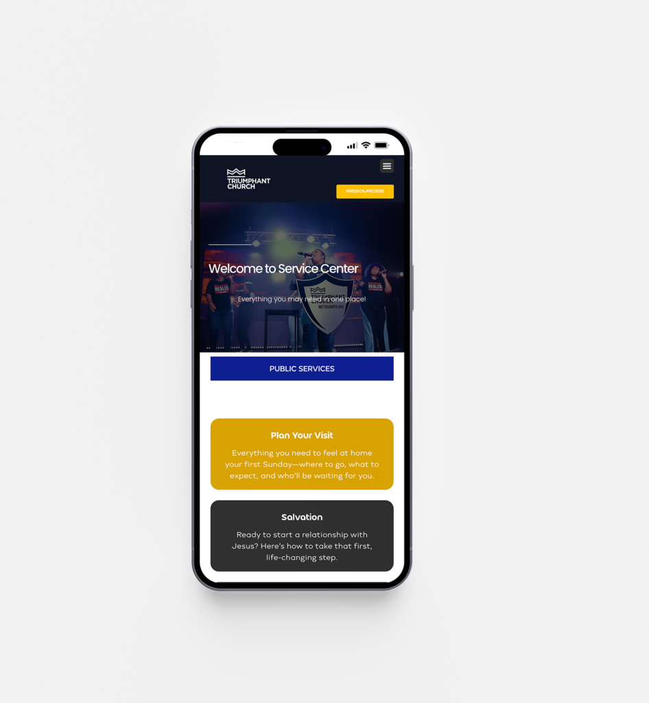 Mobile optimized giving interface for Triumphant Church designed for secure and easy tithes and offerings